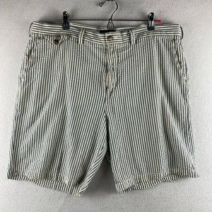 Land's End Shorts Mens 40 Multicolor Seersucker Striped Button Flap Pockets